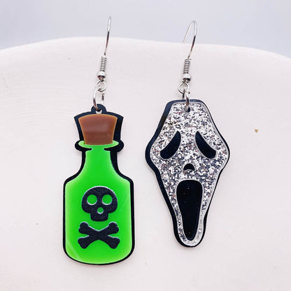 Wholesale Jewelry Funny Letter Skull Arylic Drop Earrings