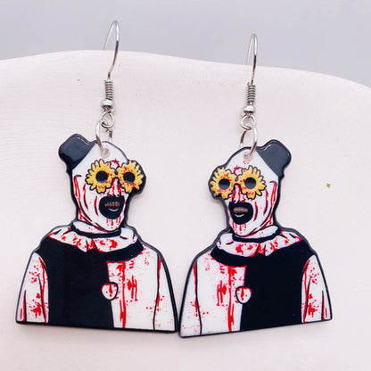 Wholesale Jewelry Funny Letter Skull Arylic Drop Earrings