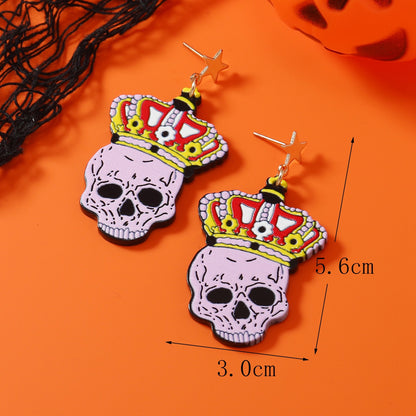 1 Pair Casual Streetwear Geometric Heart Shape Skull Alloy Drop Earrings