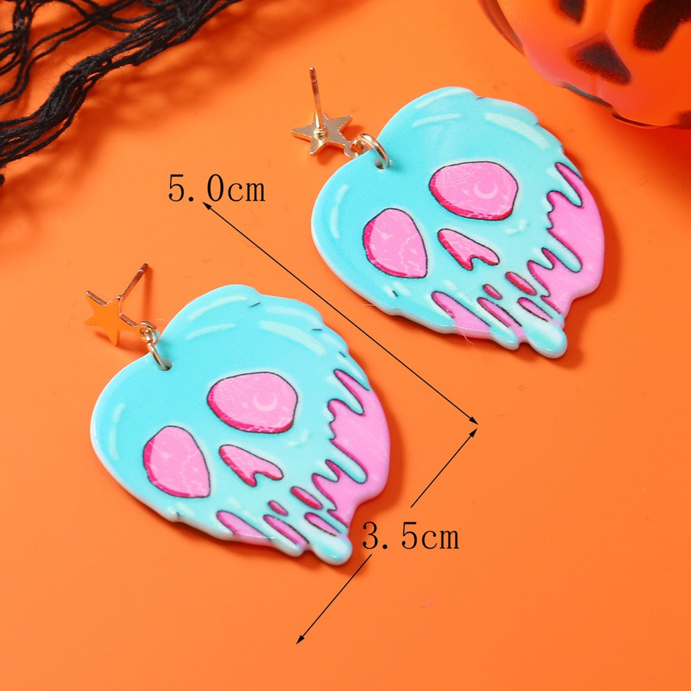 1 Pair Casual Streetwear Geometric Heart Shape Skull Alloy Drop Earrings