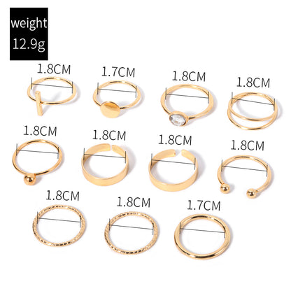 Simple Style Streetwear Cross Round Alloy Inlay Rhinestones Women's Rings