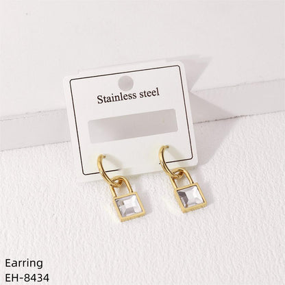 1 Pair Vintage Style Classic Style Lock Plating Inlay Stainless Steel Zircon Gold Plated Silver Plated Drop Earrings