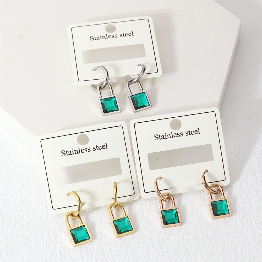 1 Pair Vintage Style Classic Style Lock Plating Inlay Stainless Steel Zircon Gold Plated Silver Plated Drop Earrings