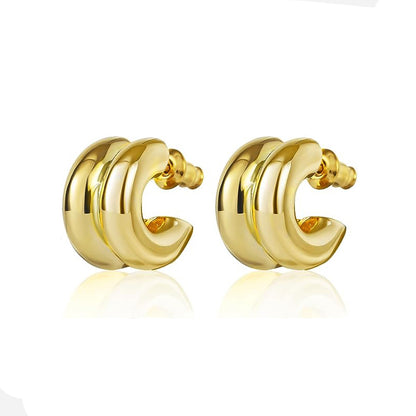 1 Pair Casual Color Block Polishing Plating 304 Stainless Steel 18K Gold Plated Ear Studs