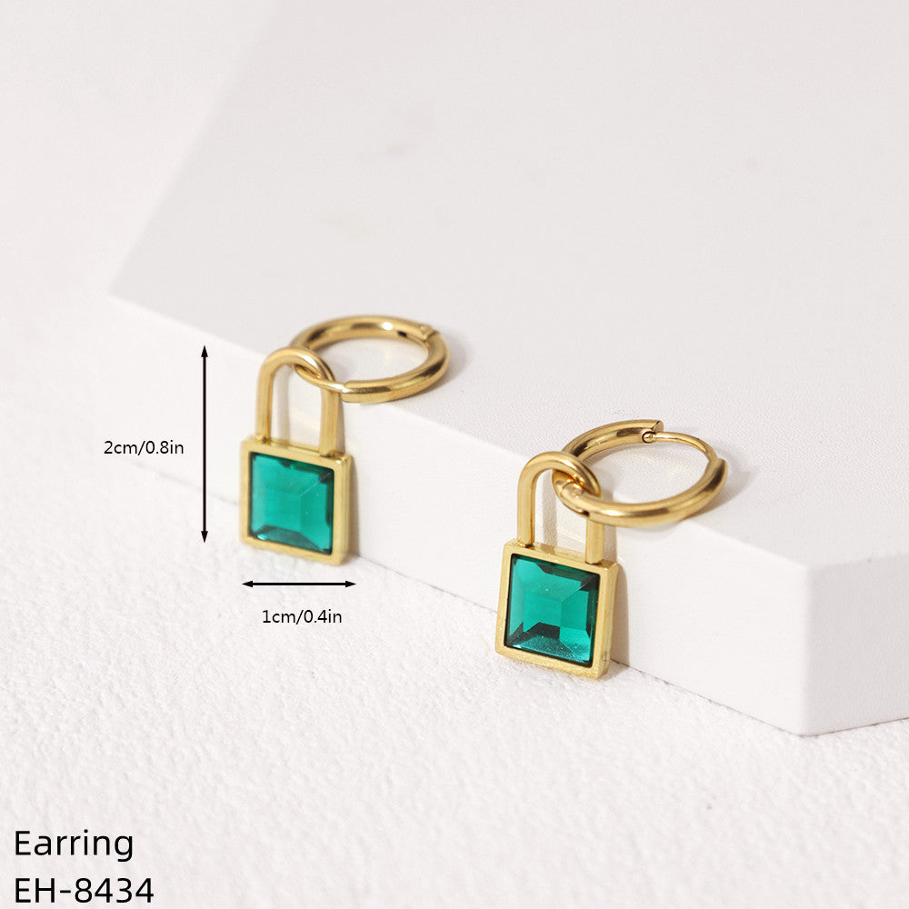 1 Pair Vintage Style Classic Style Lock Plating Inlay Stainless Steel Zircon Gold Plated Silver Plated Drop Earrings