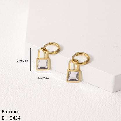 1 Pair Vintage Style Classic Style Lock Plating Inlay Stainless Steel Zircon Gold Plated Silver Plated Drop Earrings