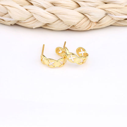 1 Pair Elegant Solid Color Plating Sterling Silver Gold Plated Earrings