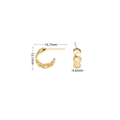 1 Pair Elegant Solid Color Plating Sterling Silver Gold Plated Earrings