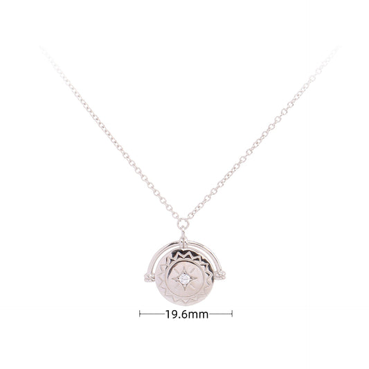 Simple Style Round Sterling Silver Zircon Pendant Necklace In Bulk