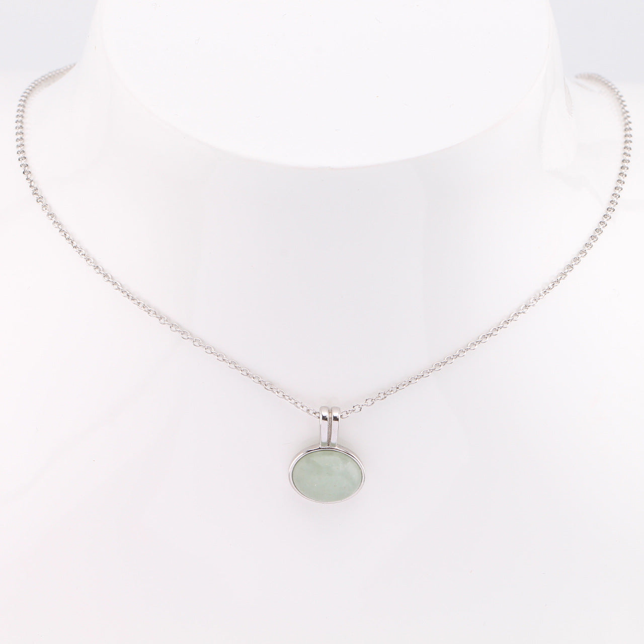 Vintage Style Oval Sterling Silver Aventurine Pendant Necklace In Bulk