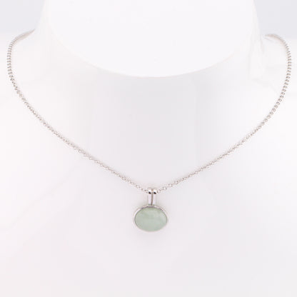 Vintage Style Oval Sterling Silver Aventurine Pendant Necklace In Bulk