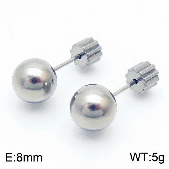 Earrings Wholesale Europe And America Cross Border Round Beads Titanium Steel Women's Stud Earrings Street Simplicity Titanium Steel Earring Accessories