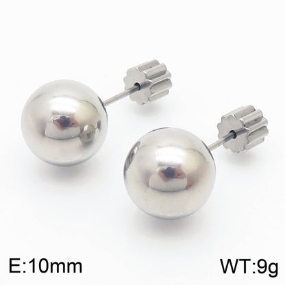 Earrings Wholesale Europe And America Cross Border Round Beads Titanium Steel Women's Stud Earrings Street Simplicity Titanium Steel Earring Accessories