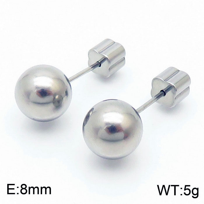 Earrings Wholesale Europe And America Cross Border Round Beads Titanium Steel Women's Stud Earrings Street Simplicity Titanium Steel Earring Accessories