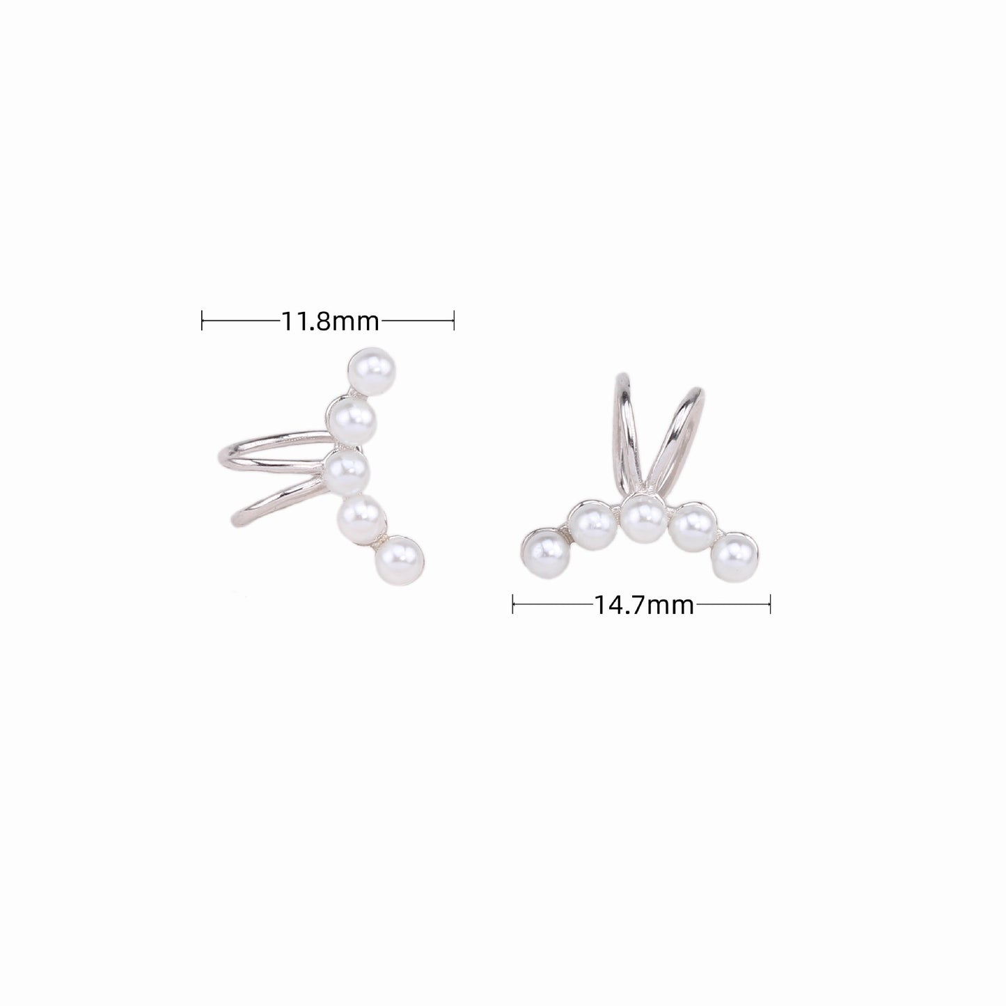 1 Pair Simple Style Bunny Ears Solid Color Plating Inlay Sterling Silver Pearl White Gold Plated Gold Plated Ear Cuffs