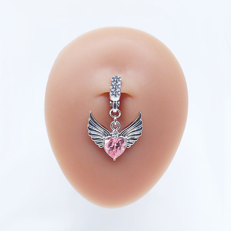 Casual Clouds Peach Plant Stainless Steel Copper White Gold Plated Rhinestones Belly Ring In Bulk