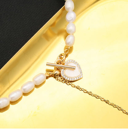 Vacation Simple Style Round Freshwater Pearl Copper Plating 18k Gold Plated Necklace