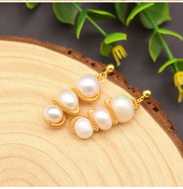 1 Pair Simple Style Classic Style Round Plating Inlay Freshwater Pearl Brass Freshwater Pearl 18k Gold Plated Drop Earrings