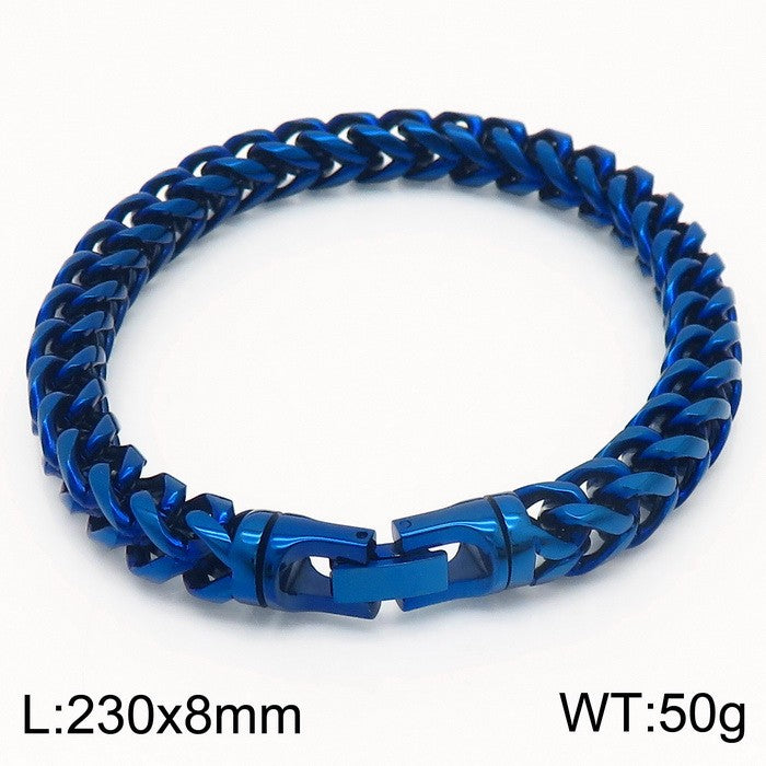 Multi-color Optional Classic Round Grinding Stainless Steel Polished Keel Chain Bracelet Personality Titanium Steel Positive And Negative Chain Men's Bracelet