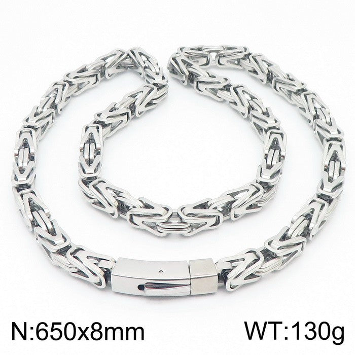 Rock Hip Hop Style Emperor Chain European And American Fashion Cool Street Domineering V-shaped Woven Men's Titanium Steel Necklace