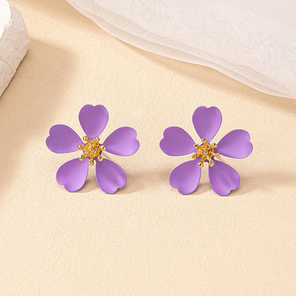 1 Pair Commute Flower Spray Paint Alloy Alloy Ear Studs