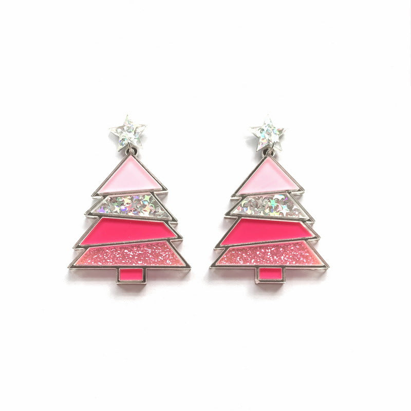 1 Pair Ig Style Christmas Tree Sequins Arylic Drop Earrings