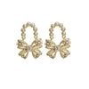 1 Pair Lolita Bow Knot Inlay Copper Artificial Pearls Zircon Drop Earrings