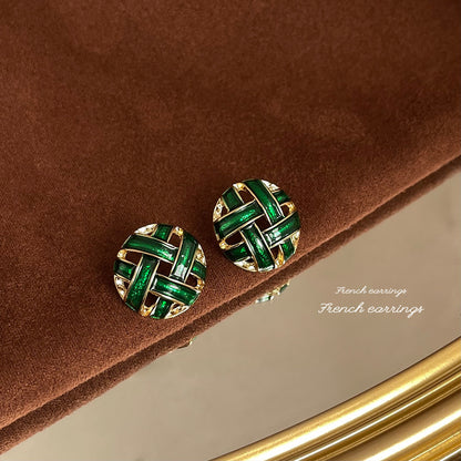 1 Pair Elegant Vintage Style Geometric Enamel Stoving Varnish Plating Metal Artificial Gemstones Artificial Pearls Earrings