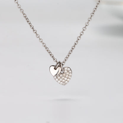 Simple Style Heart Shape Sterling Silver Zircon Pendant Necklace In Bulk