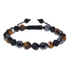 Retro Round Natural Stone Tiger Eye Obsidian Beaded Men'S Bracelets