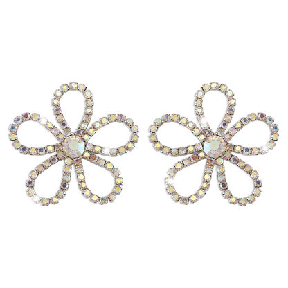 1 Pair Elegant Simple Style Flower Inlay Alloy Zircon Ear Studs