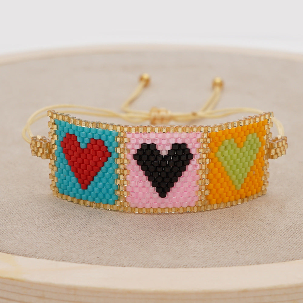 Casual Bohemian Heart Shape Seed Bead Beaded Knitting Women's Bracelets