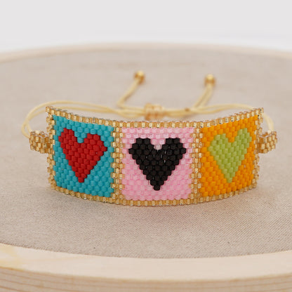 Casual Bohemian Heart Shape Seed Bead Beaded Knitting Women's Bracelets