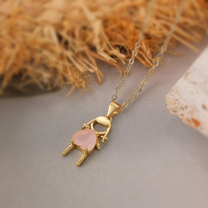 Cute Streetwear Cartoon Copper Plating Inlay Zircon 18k Gold Plated Pendant Necklace