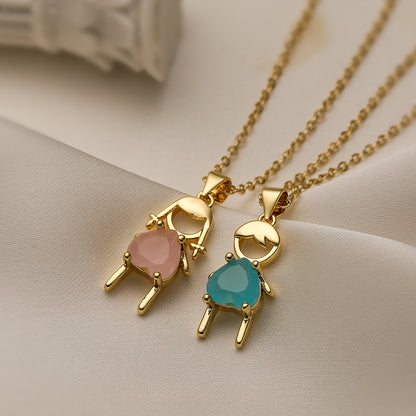 Cute Streetwear Cartoon Copper Plating Inlay Zircon 18k Gold Plated Pendant Necklace