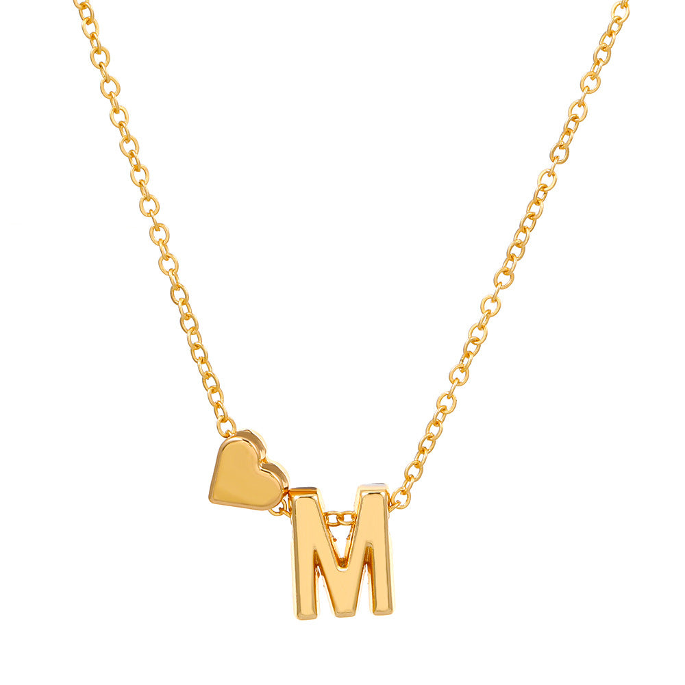 Fashion Letter Heart Shape Alloy Plating Necklace