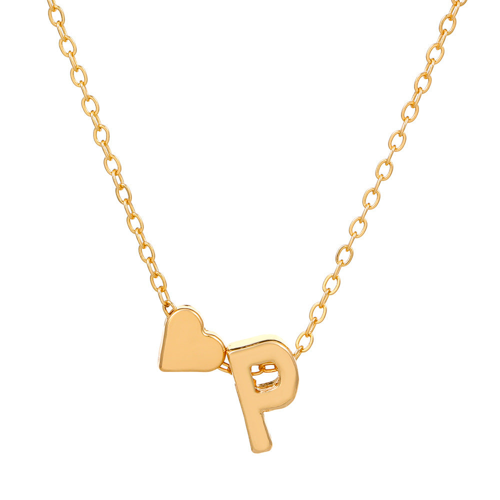 Fashion Letter Heart Shape Alloy Plating Necklace