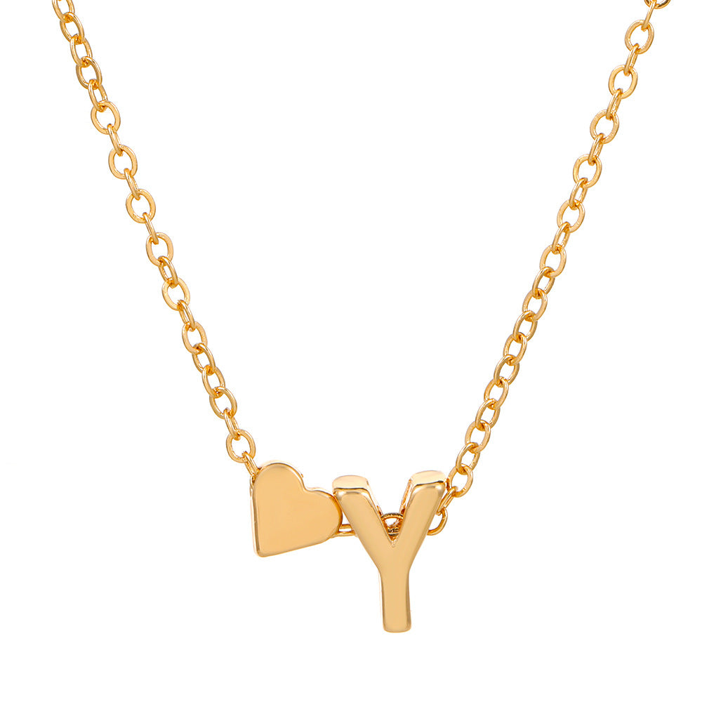 Fashion Letter Heart Shape Alloy Plating Necklace