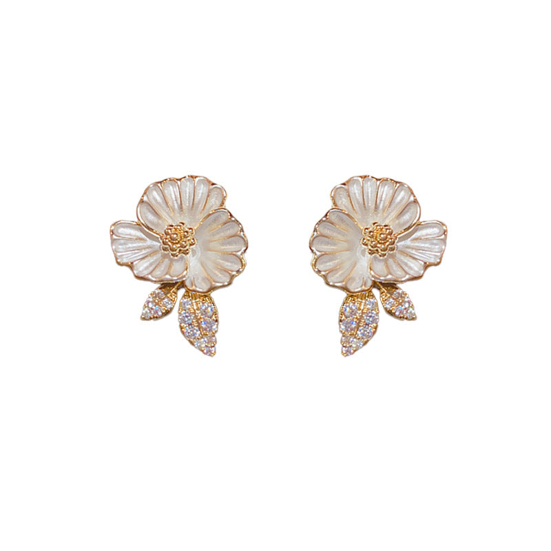 1 Pair Vintage Style Flower Plating Inlay Copper Zircon 14k Gold Plated Ear Studs