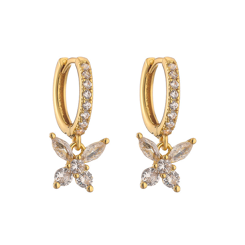 1 Pair Elegant Sweet Butterfly Plating Inlay Copper Zircon 18k Gold Plated Drop Earrings