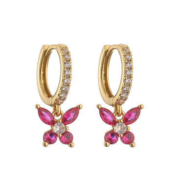 1 Pair Elegant Sweet Butterfly Plating Inlay Copper Zircon 18k Gold Plated Drop Earrings