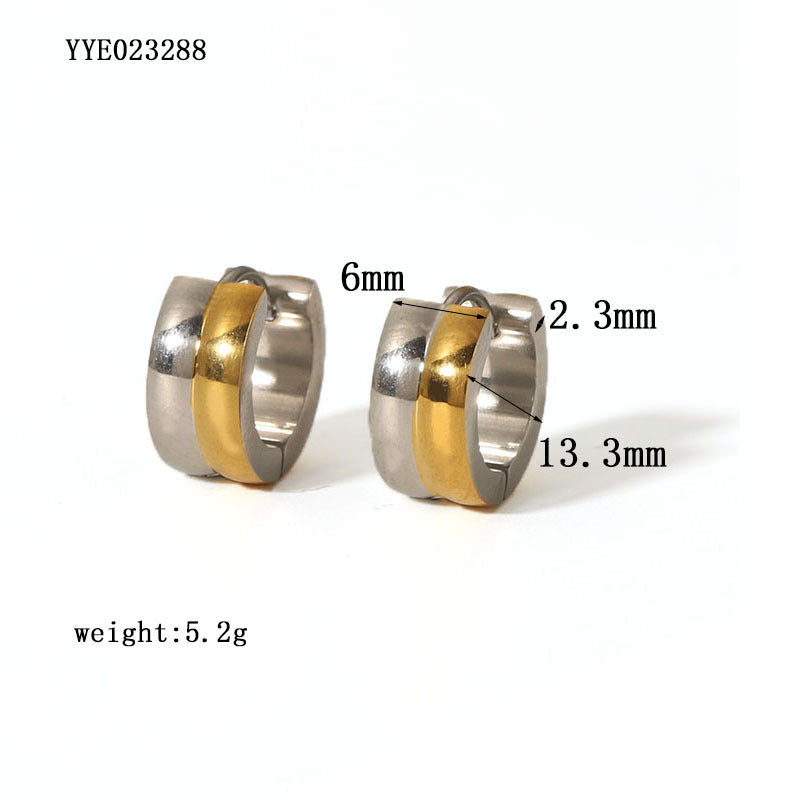 1 Pair Simple Style Round Plating Inlay Stainless Steel Zircon 18k Gold Plated Earrings