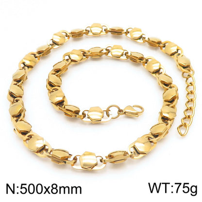 Rock Punk Solid Color Stainless Steel Plating 18k Gold Plated Bracelets Necklace