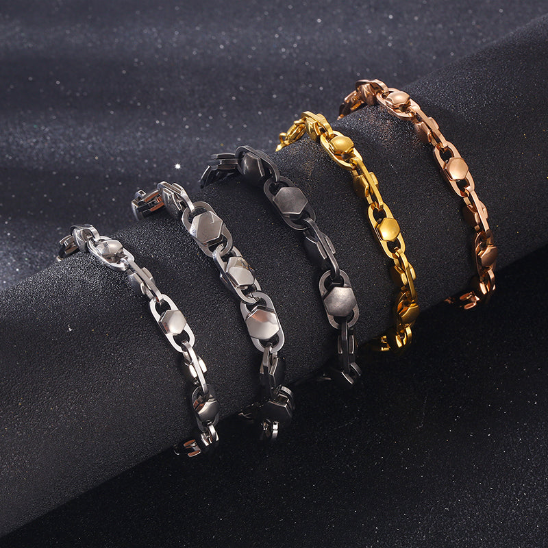 Rock Punk Solid Color Stainless Steel Plating 18k Gold Plated Bracelets Necklace