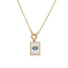 Vintage Style Devil's Eye Square Copper Enamel Plating Inlay Zircon 18k Gold Plated Pendant Necklace