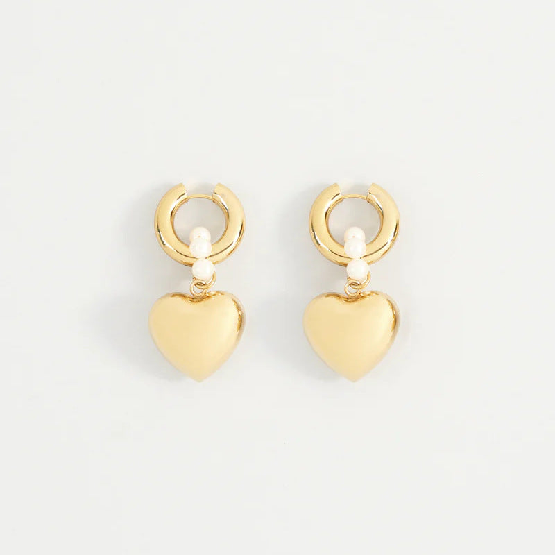 1 Pair Basic Classic Style Heart Shape Copper Drop Earrings