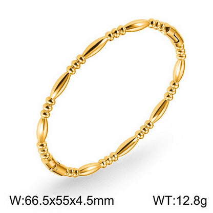 Ig Style Commute Bamboo Titanium Steel Plating 18k Gold Plated Bangle