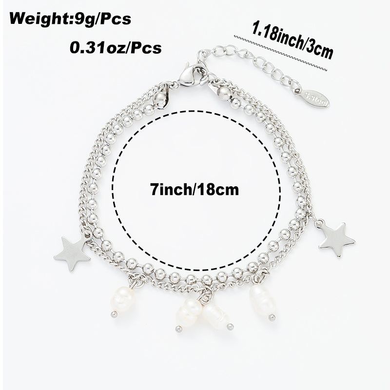 Simple Style Streetwear Geometric Heart Shape Titanium Steel Plating White Gold Plated Bracelets