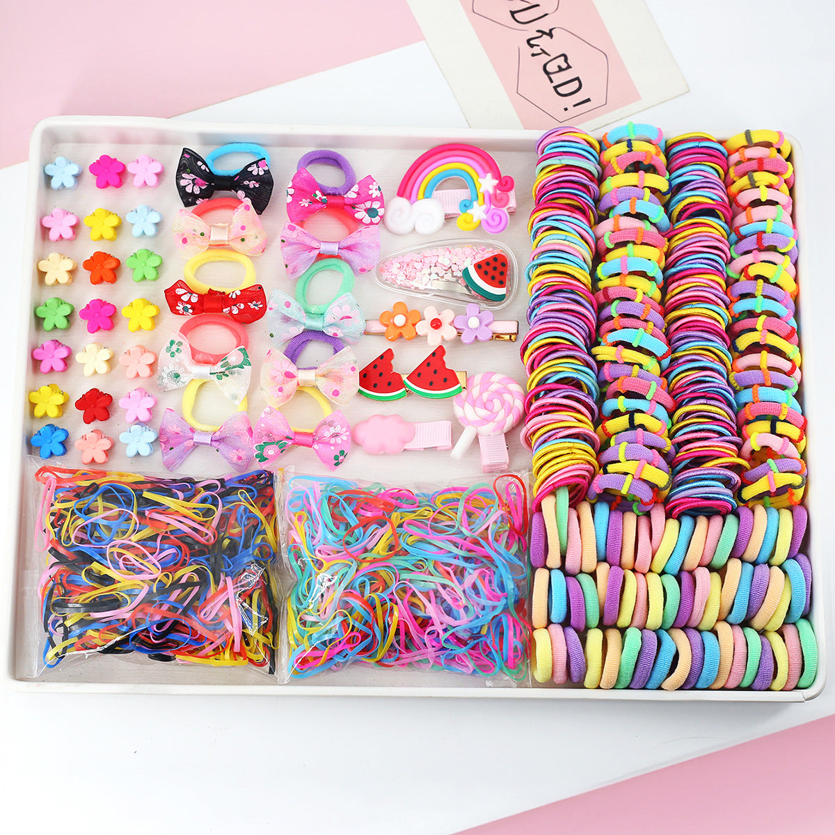 Fashion Flower Plastic Hair Clip Hair Tie 1 Set