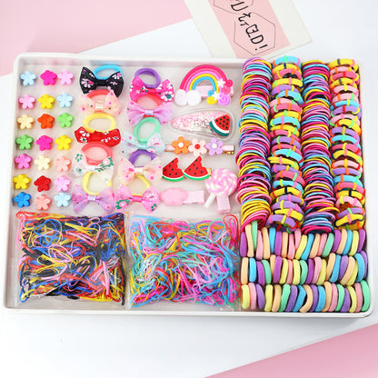 Fashion Flower Plastic Hair Clip Hair Tie 1 Set